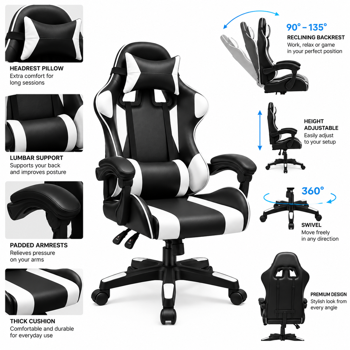 Karrige Gaming Ergonomike 360° – Black & White.